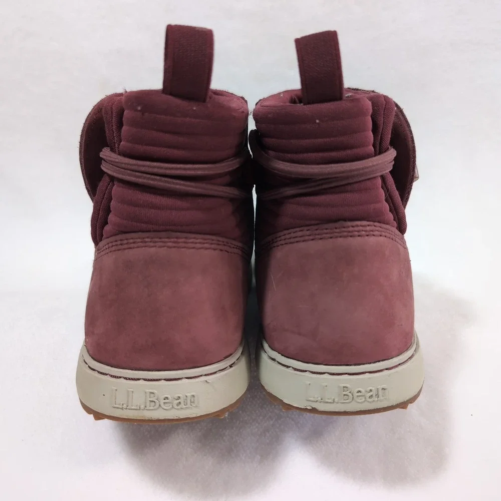 LL Bean Mountainside Toggle Boots Women 9 Red Nubuck Leather 507151 Pull On Ankl